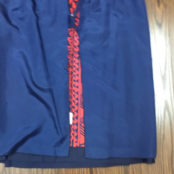 LANVIN Paris Women's Vintage Red/Navy 100% Silk Midi Skirt *No Size* - Picture 8 of 8